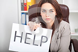 You need help ? The beautiful business woman at office asks of t