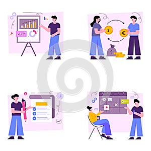 Pack of Business and Finance Flat Illustrations