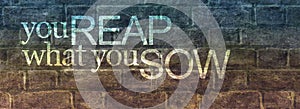 You reap what you sow message banner