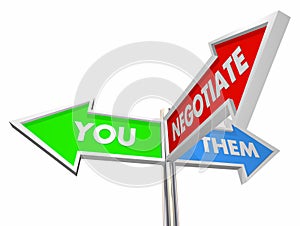 You Them Negotiate Compromise Settlement Three Way Signs