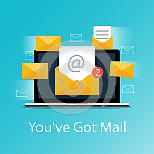 You`ve got mail,Email laptop notifications vector