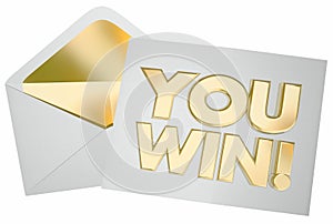 You Win Letter Envelope Message Contest Success