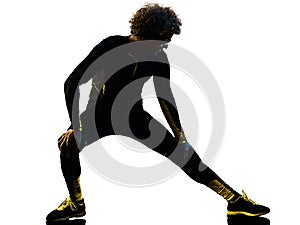 Youg runner jogger running jogging man silhouette isolated white background