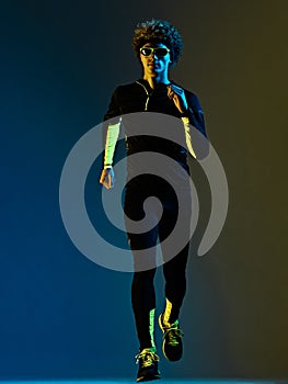 Youg runner jogger running jogging man silhouette isolated white background