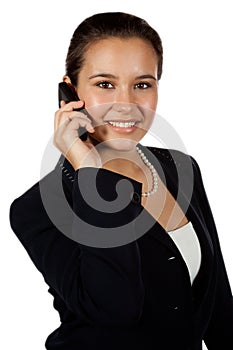 Yougn Hispanic female useing mobile phone