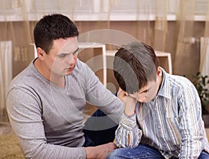 Yound boy angry with his father