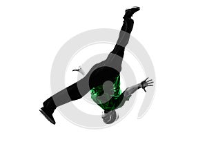 Young acrobatic break dancer breakdancing man silhouette