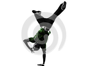 Young acrobatic break dancer breakdancing man silhouette