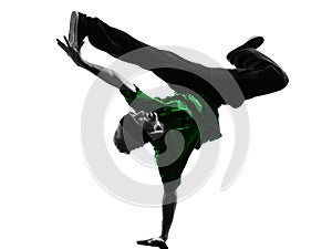 Young acrobatic break dancer breakdancing man silhouette