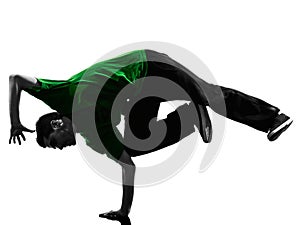 Young acrobatic break dancer breakdancing man silhouette