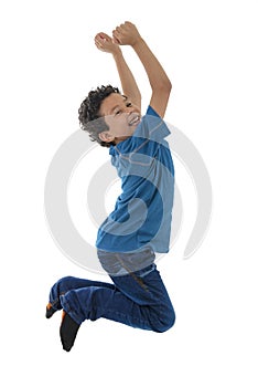Young Active Boy Jumping in The Air