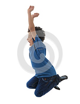 Young Active Happy Boy Jumping in The Air