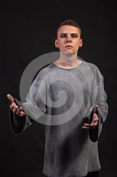 The young actor on a dark background