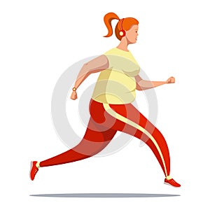 A young adorable curvy girl is running