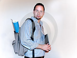 Young adult with backpack