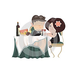 Young adult couple drinking red wine after