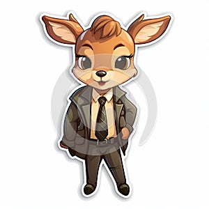 Young Adult Deer In A Suit Sticker - Concept Art, Pop Culture Caricatures, 2d Game Art