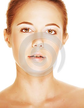 Young adult woman with health skin of face