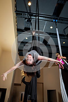 Aerialist Rebecca Split Layout Looking at Camera photo