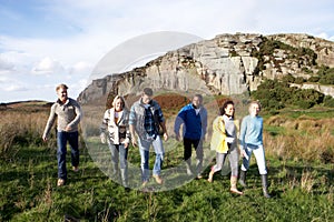 Young adults on country walk