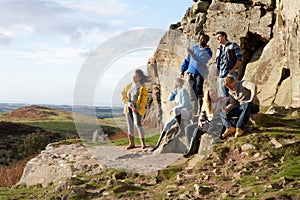 Young adults on country walk