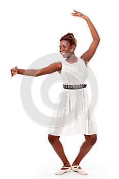 Young african-american ballet dancer in demi-plie photo