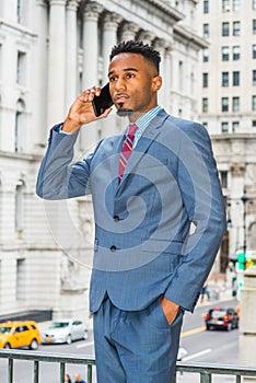 Young African American Businessman with beard working in New York