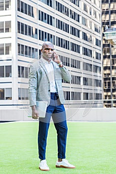 Young African American Businessman Street Fashion in New York City