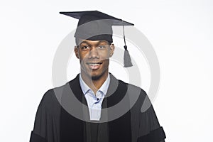 Young African American college graduate, horizontal