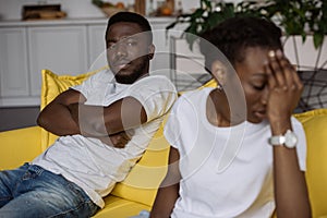 young african american couple quarrelling