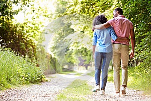 Young African American Couple Walking In Countryside