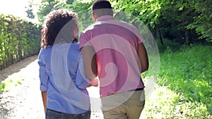 Young African American Couple Walking In Countryside