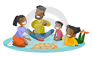 Young african-american family playing board game.