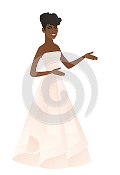 Young african-american fiancee gesturing.