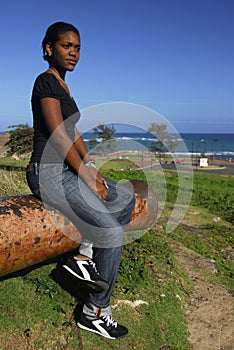 Young African American girl in Puerto Plata