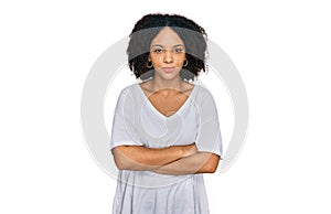 Young african american girl wearing casual clothes skeptic and nervous, disapproving expression on face with crossed arms photo