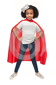 Young African American Girl Wearing a Super Hero Costume