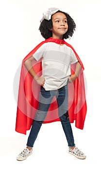 Young African American Girl Wearing a Super Hero Costume