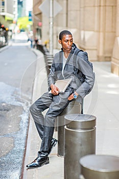 Young African American Man traveling, studying in New York