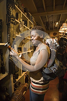 Young African American Woman Browsing in a Store