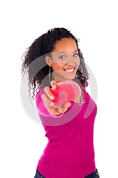 Young african american woman combing hair