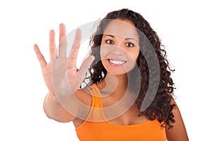 Young african american woman with long hair