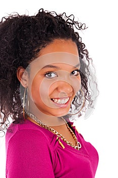 Young african american woman with long hair