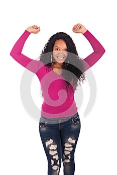 Young african american woman with long hair