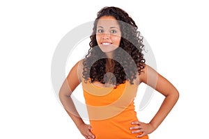 Young african american woman with long hair
