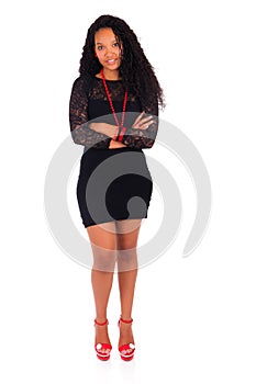 Young african american woman with long hair