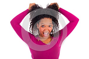 Young african american woman with long hair