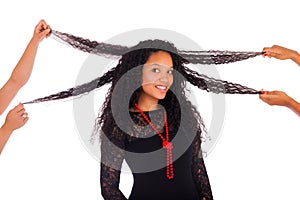 Young african american woman with long hair