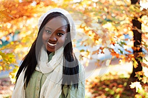 Young african american woman outside smiling