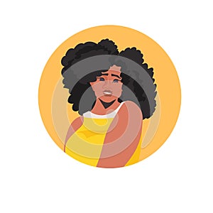 Young african american woman profile avatar beautiful girl face female cartoon character portrait